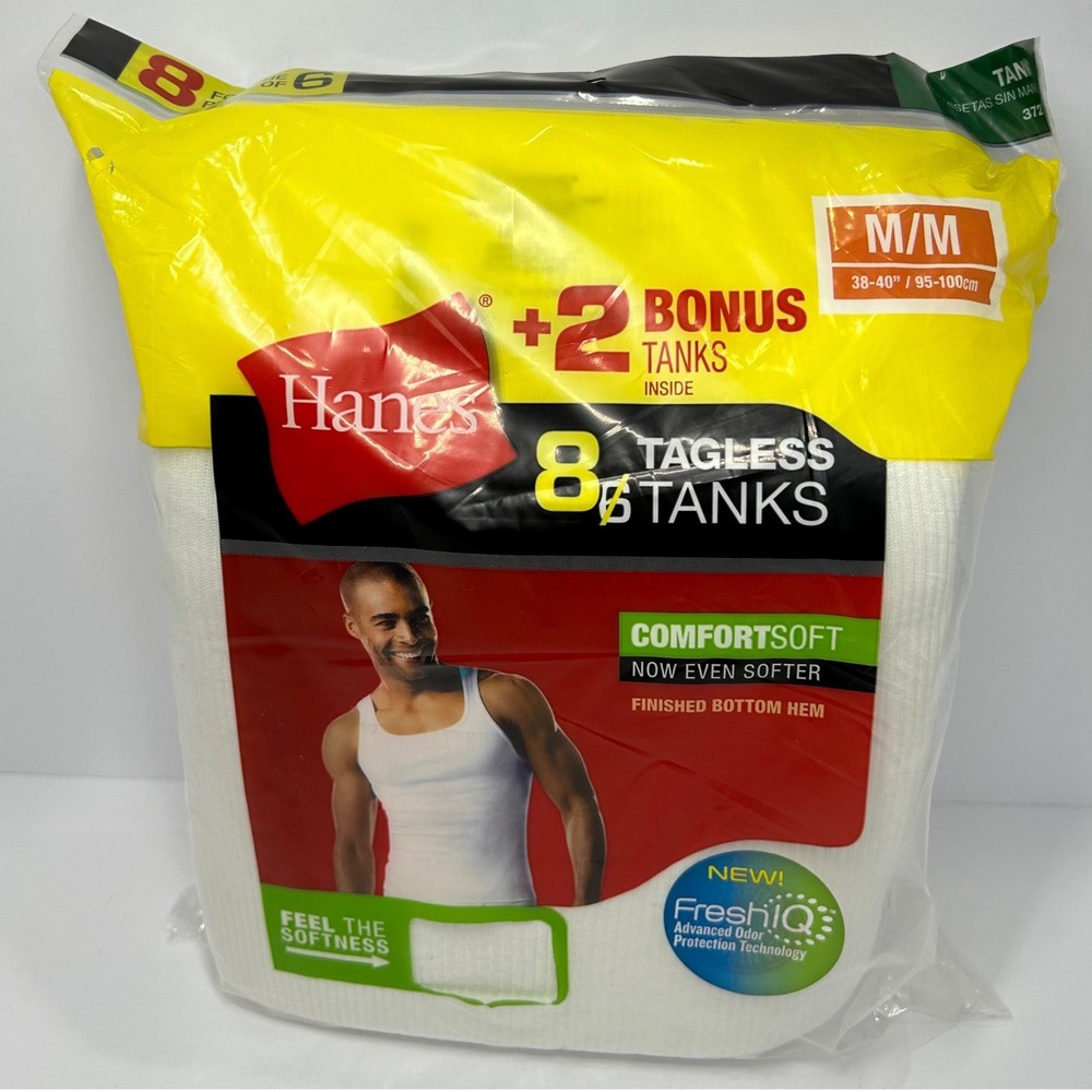 Hanes Mens 8 Pack ComfortSoft Tagless Tank Tops White Size Medium New